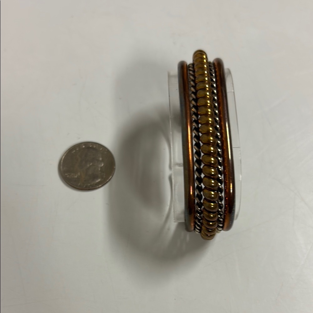 Tahe Copper Bracelet with Sterling Silver Rope Inlay